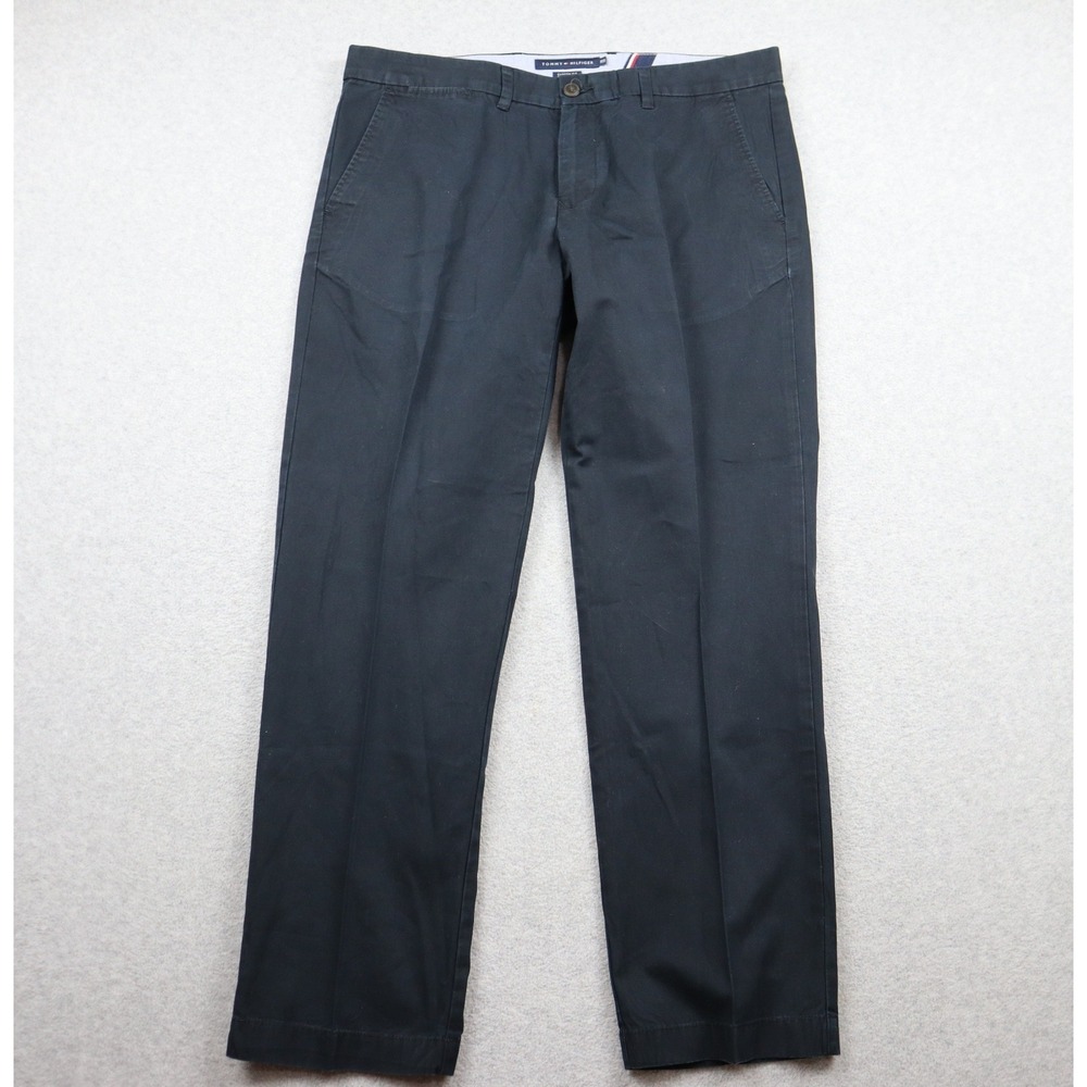 Tommy Hilfiger Chinos Mens 36 Custom Fit Pants Navy Blue Cotton Twill Trousers